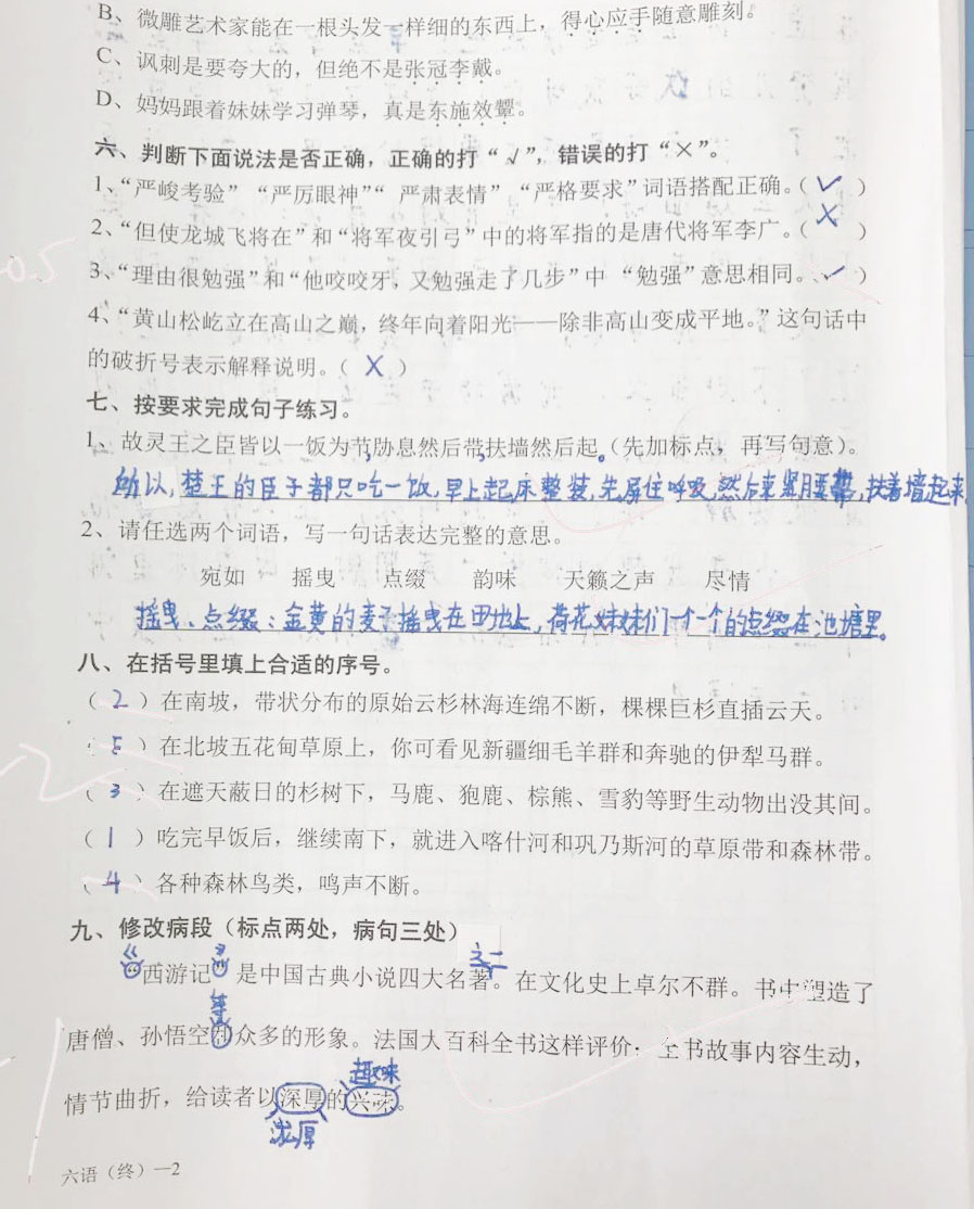 2017年成都锦江区六年级调考语文试题2