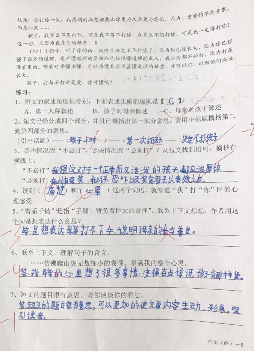 2017年成都锦江区六年级调考语文试题5
