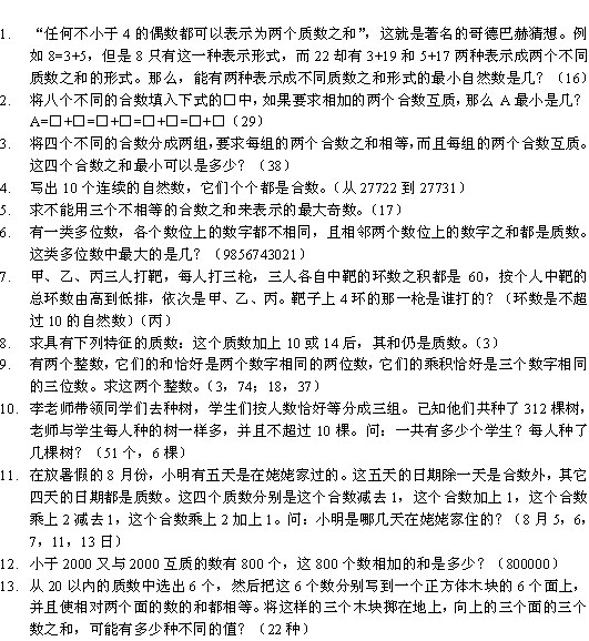 小学六年级奥数题――质数、合数和分解质因数1