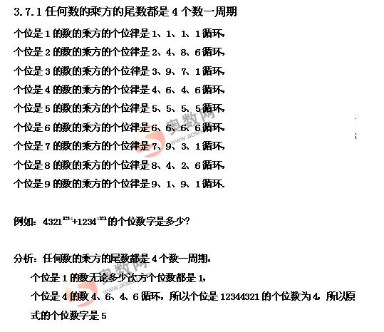 小学奥数知识点汇编大全之三(个位律)1