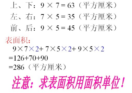 五年级数学 表面积和体积计算1