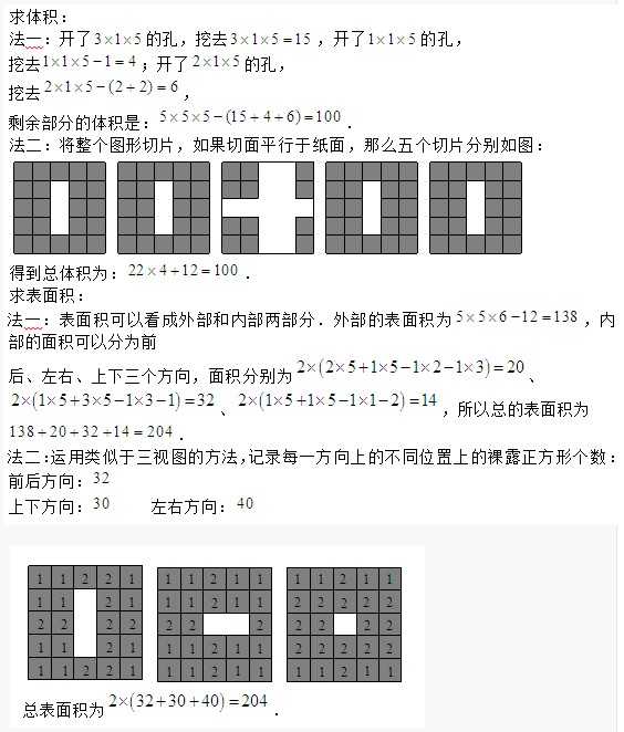 六年级奥数题及答案：表面积2