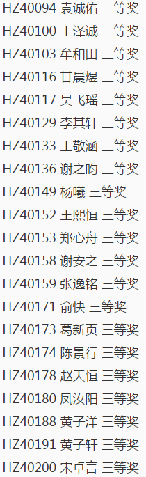 2016第16届杭州中环杯决赛四年级获奖名单3