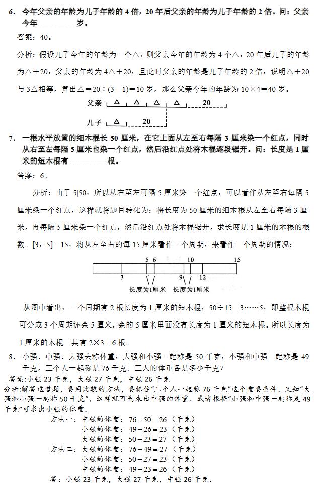 2017年天津陈省身杯四年级模拟试题一答案2