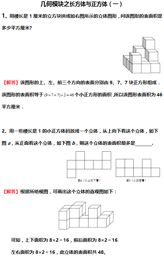 华杯赛小高组初赛备考：长方体与正方体（一）2