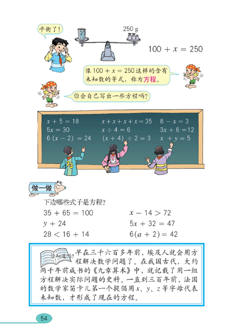 人教版数学五年级上册课本：简易方程11